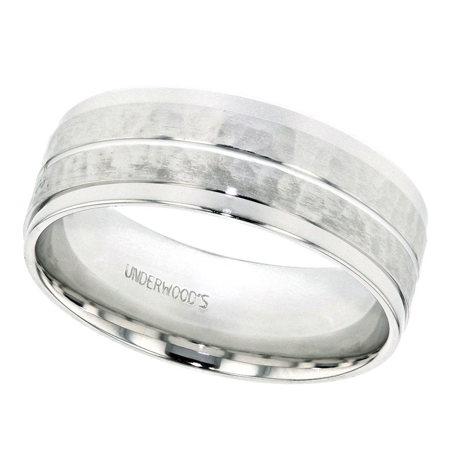 KGW0801 White Gold Hammered Band - Underwoods Fine Jewelers