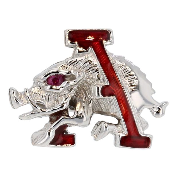 Enamel "A" Razorback Lapel Pin ruby Underwoods Fine Jewelers