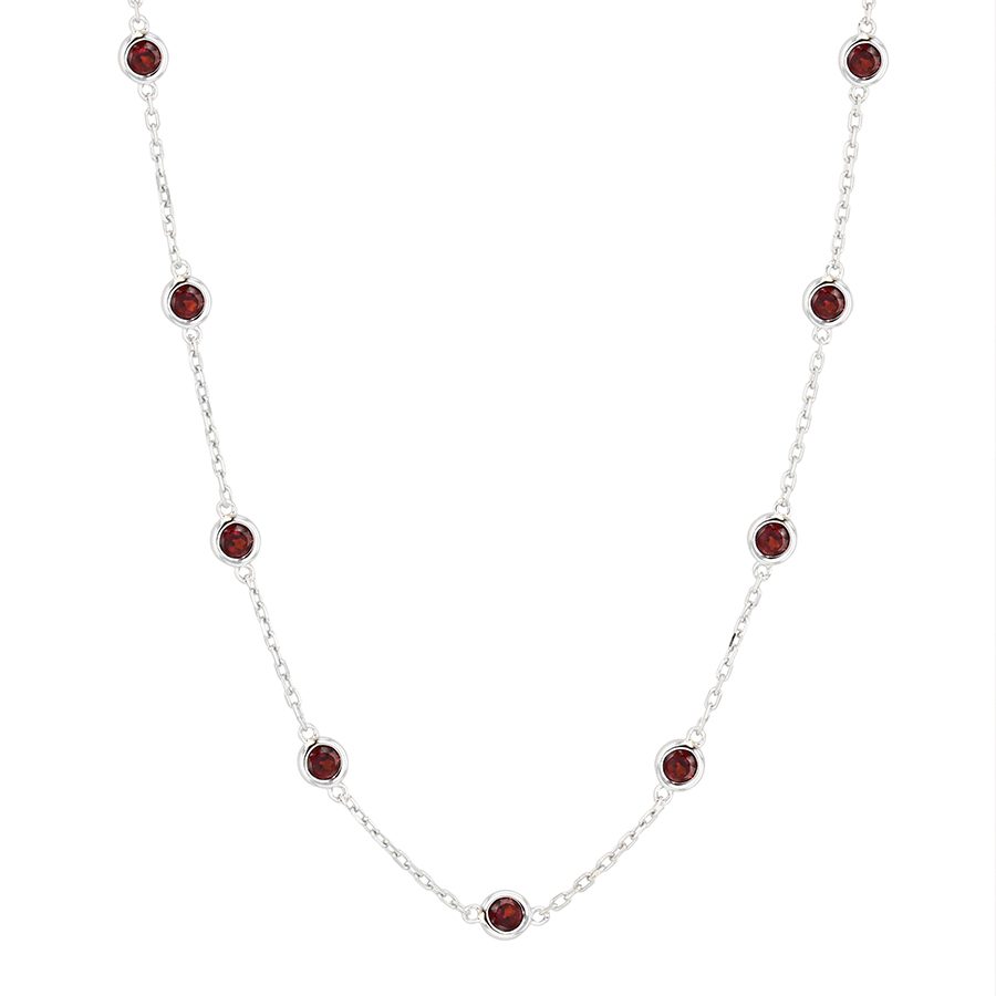 Garnet Sterling Silver Station Necklace - Underwoods Fine Jewelers
