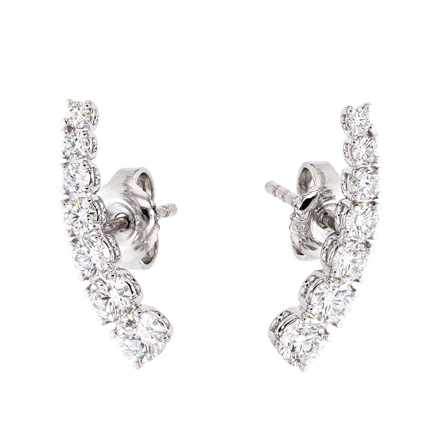 DLE1090 Diamonds in White Gold "Ear Climber" Studs - Underwoods Fine