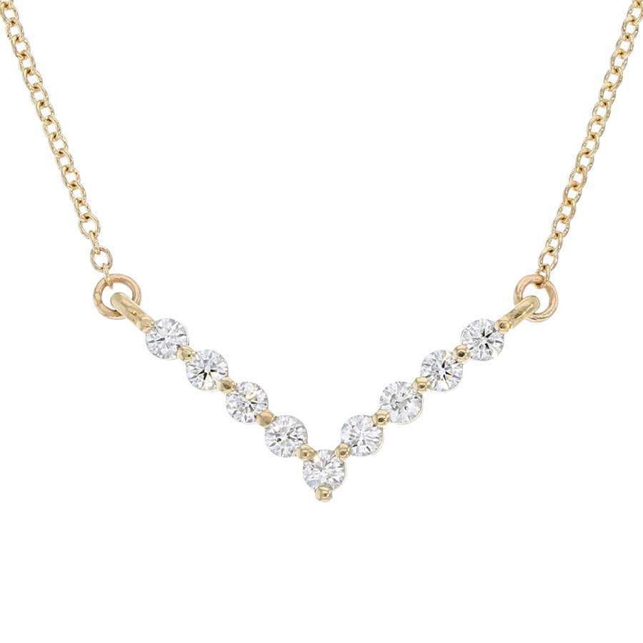 DLN1315 Diamonds in "V" Style Yellow Gold Necklace Underwoods Fine