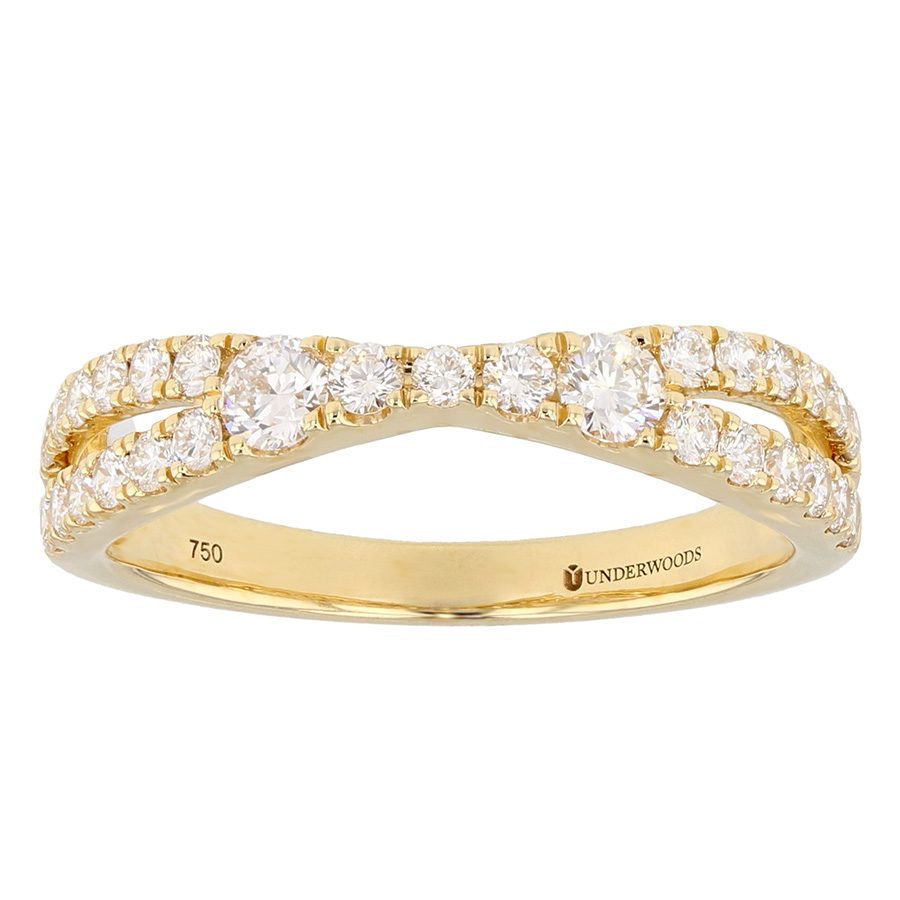 DLW1892 Diamonds in Yellow Gold "X" Ring Underwoods Fine Jewelers