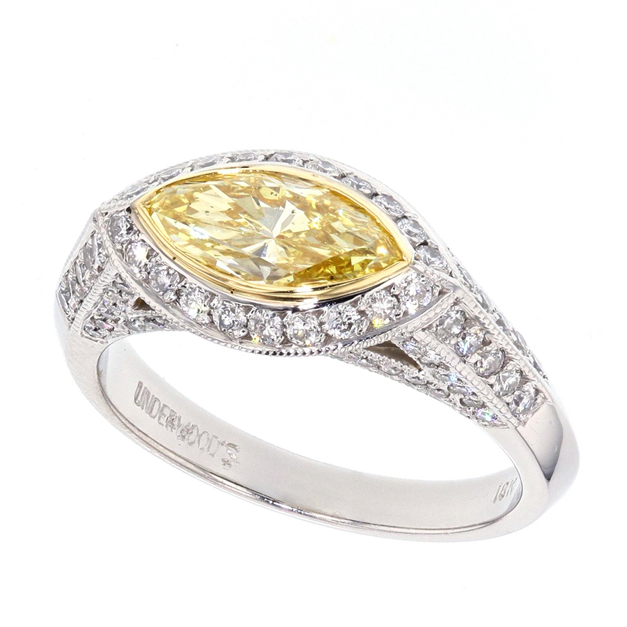 diamond band, diamond engagement ring, wedding band, diamond ring, 2023 engagement, 2024 bride, wedding jewelry, bridal jewelry, custom fine jewelry, engagement ring trends, classic engagement ring, classic wedding band, east to west ring, east to west diamond, horizontally set diamond ring, east to west ring, canary diamond